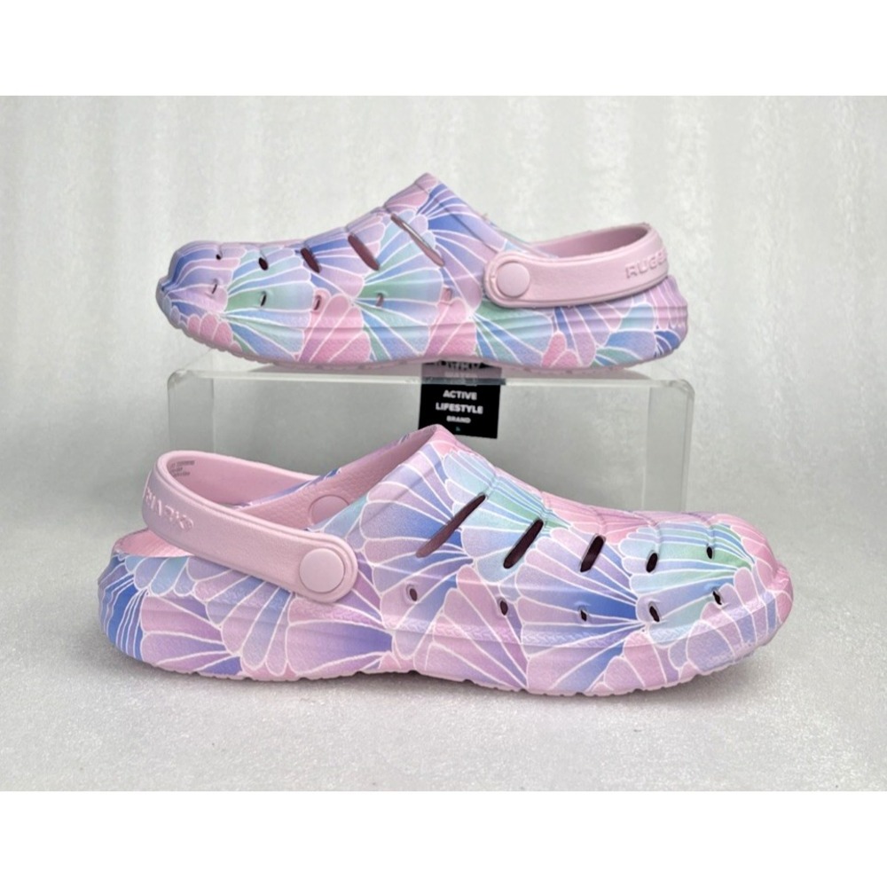 Rugged Shark Eva Shell Print Pink Clogs Slip on Sandals Girls Size 1 NEW - Picture 3 of 16